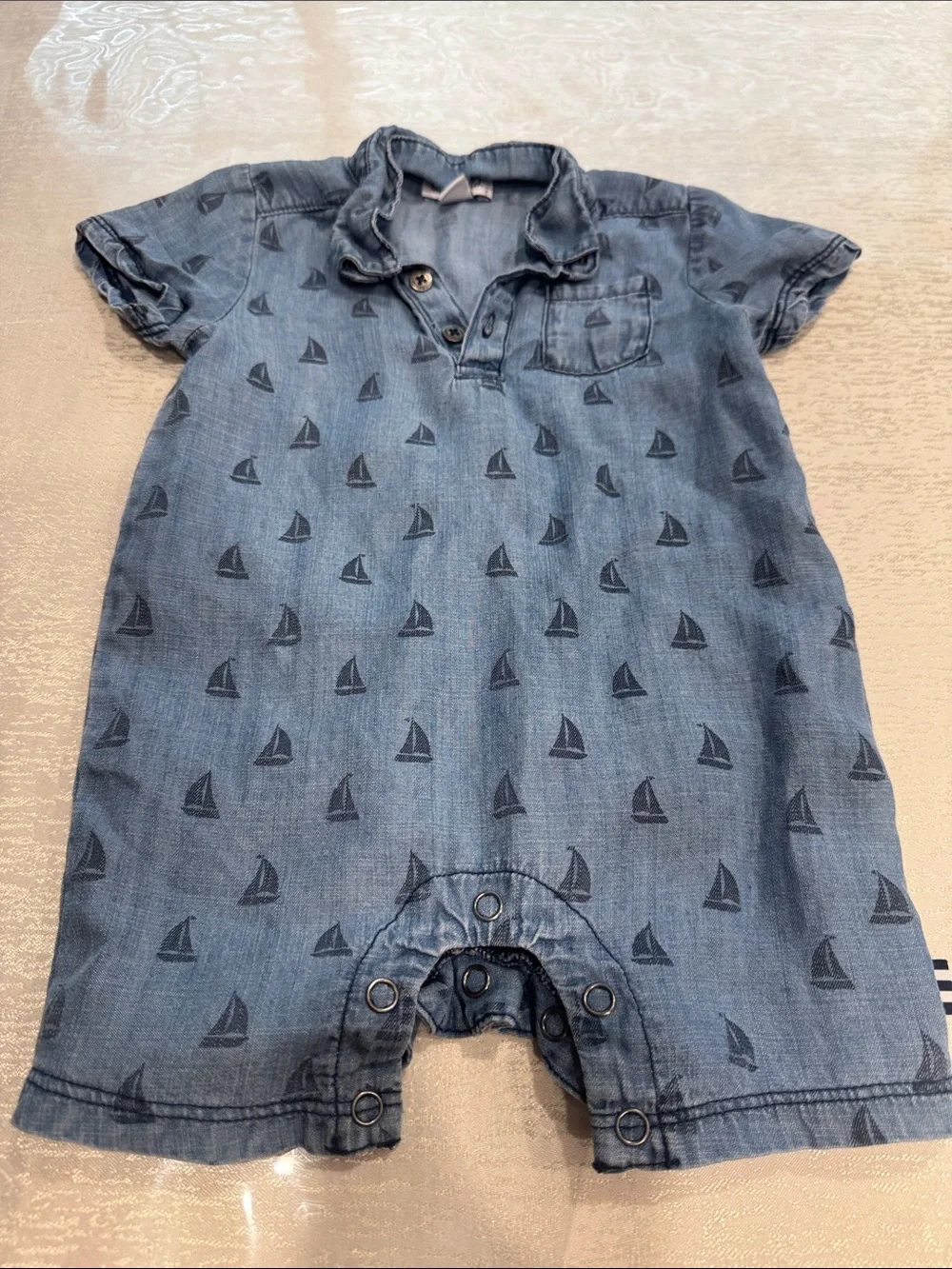 Splendid Denim Sailboat One-Piece Romper - Blue